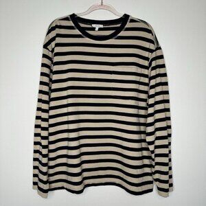Reiss Perry Striped Long Sleeve T-Shirt XL‎ Navy Stone Cotton Preppy Crew Neck